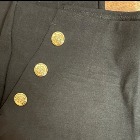 CHICOS BUTTON FLARE JULIET PULL ON SAILOR BLACK KNIT PONTE PANTS NEW 3/ 16 r - Picture 7 of 9